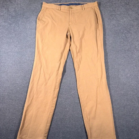 Vineyard Vines Performance Pants Men 35x32 Tan Khaki Chino Stretch Golf Casual