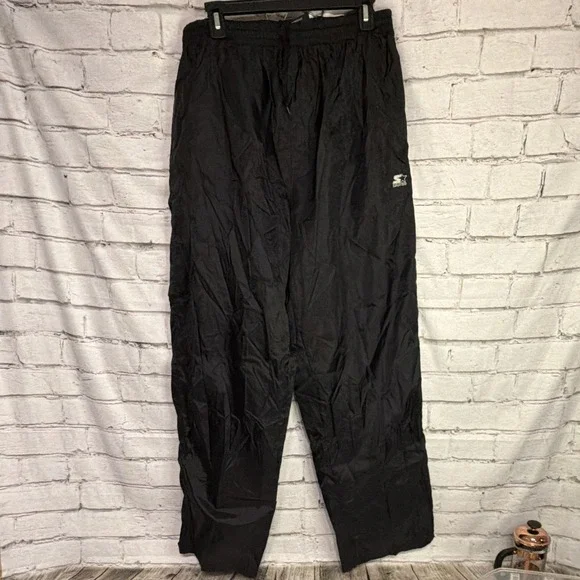 Vintage Starter Nylon Track Pants Windbreaker Mens XL Black 90s Baggy