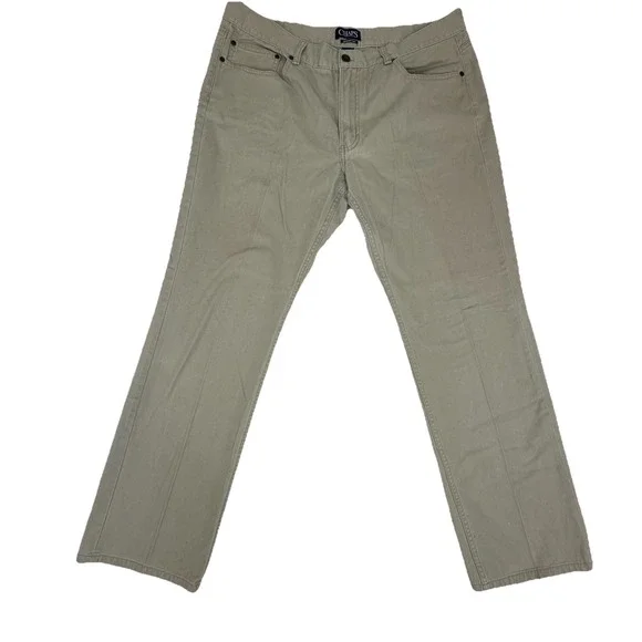 Chaps 5 Pocket Twill Men's Hudson Tan‎ Pants Sz 36x32 Khaki Straight Leg