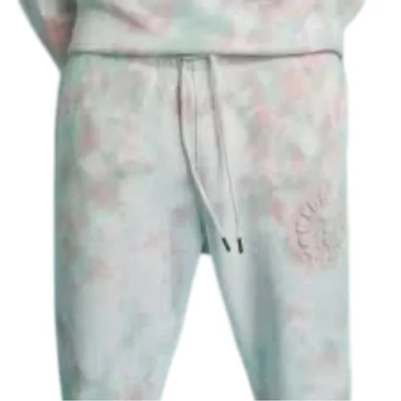 Guess X Friends With You Tie Dye Sweatpants Logo Pastel Pink Green Size Medium