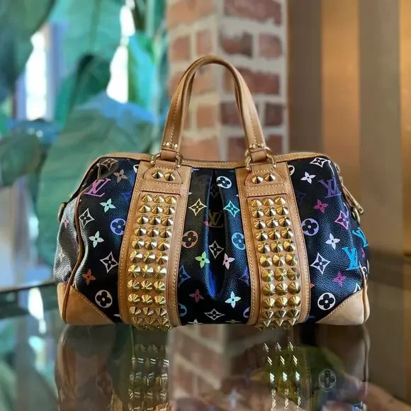 Louis Vuitton Black Multicolor Monogram Studded Murakami Courtney MM Bag