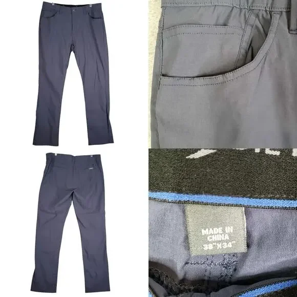 Eddie Bauer Cargo Pants Men's Size 38x34 Blue Gray Straight Leg Nylon Hiking