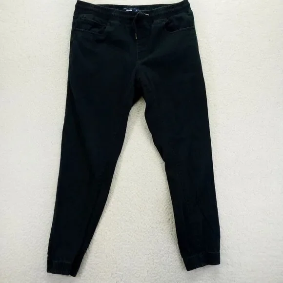 Izod Jogger Mens Medium (32x29) Slim Taper Dark Blue Stretch Drawstring Chambray