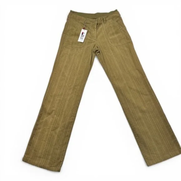 BLUE Corduroy Pants Womens‎ 40 Brown Straight Leg Stretch Casual Portugal New