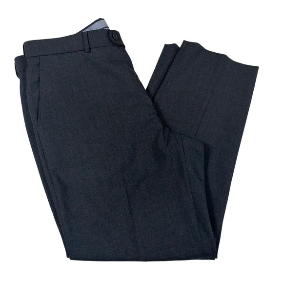 Ballin Mens Super 120s Wool Dress Pants Charcoal Gray Flat Front Size 38x30