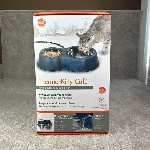 K&H Pet Products‎ Thermo-Kitty Café Outdoor Heated Cat Food and Water Bowls