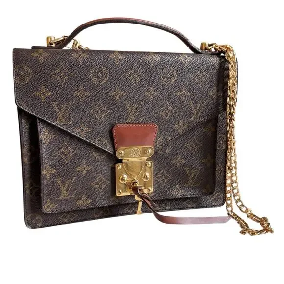 LOUIS VUITTON Monogram Monceau 26‎ Shoulder Bag W/ Key & Chain. Authenticated