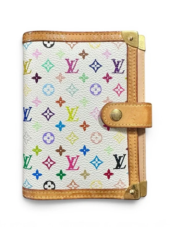Louis Vuitton Murakami Multicolor White & Vachetta Leather Agenda PM Wallet