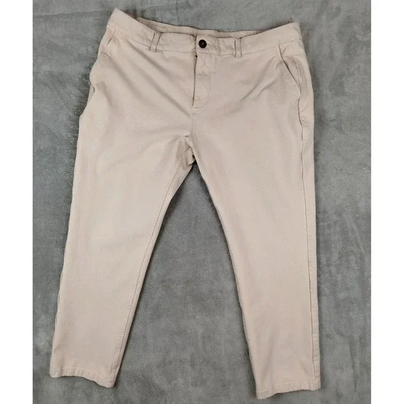 Mugsy Teddys Chino Khaki Beige Pants Mens 40x28 Stretch Casual Comfort Fit‎