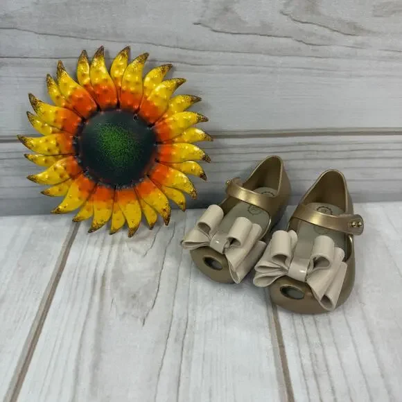 Mini Melissa Girl's Ultragirl Glitter Gold Shoes Size 4C