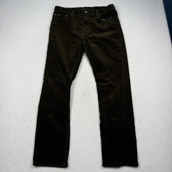 Polo Ralph Lauren Corduroy Pants Mens 34x32 Brown Varick Slim Straight Chino