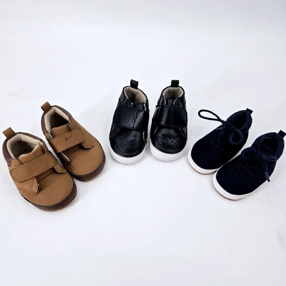 Lot of 3 Infant‎ Baby Boys Crib Shoes Sneakers Size 2 3-6M Carter's Old Navy