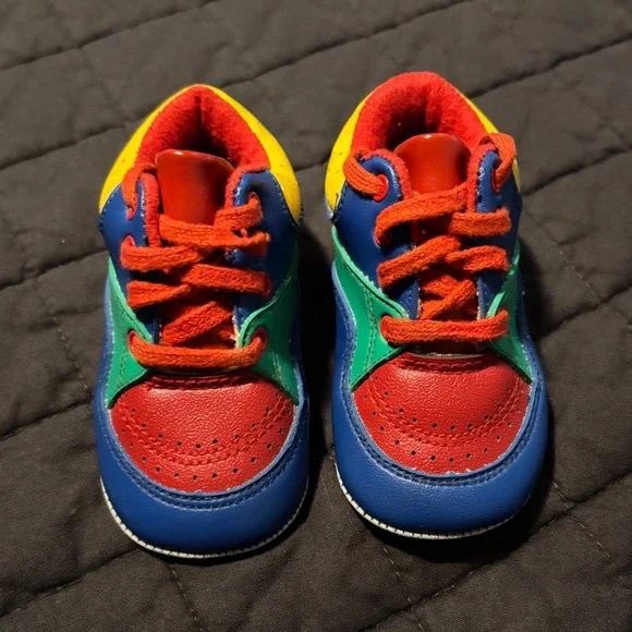 Vintage Infant Multi Color Soft Sole Sneakers Primary Blue‎ Red Yellow Shoes