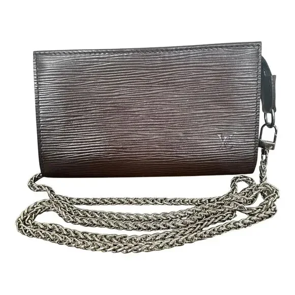 Louis Vuitton Epi Crossbody Bag Womens Small Brown Leather France Chain Strap