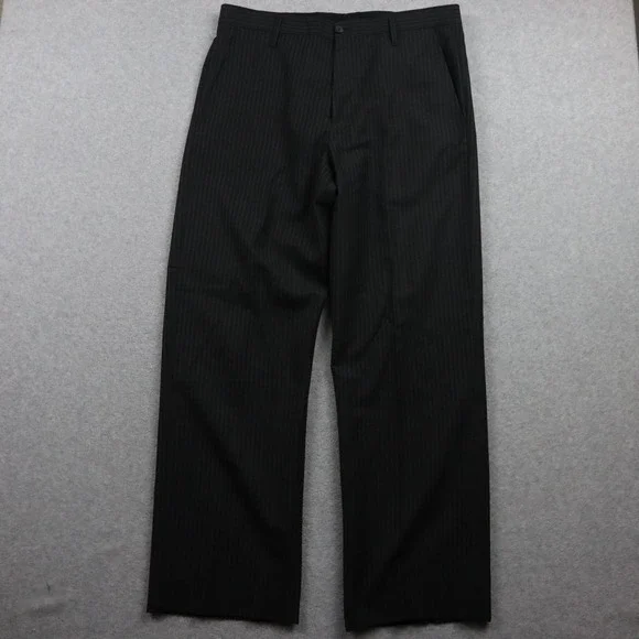 Marc Jacobs Pants Mens 36x30 Wool Dress Suit Formal Flat Front Dark Gray Striped