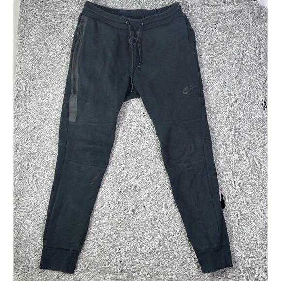 Nike Tech Fleece Sweatpants Mens Medium Black Activewear Training Zip Pockets