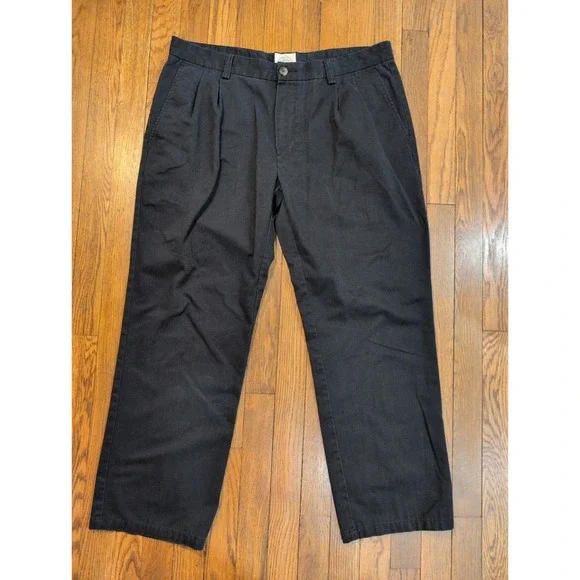 St. Johns Bay Mens 36x29 Easy Care No Iron Black Pleat‎ Front Dress Pants Chinos