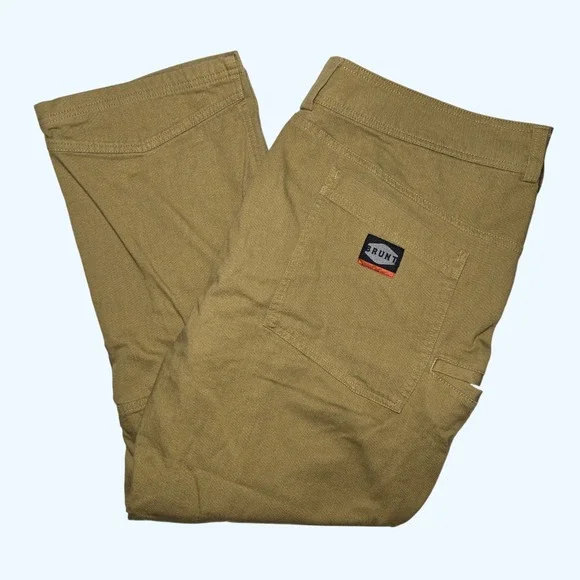 Brunt Workwear Canvas Utility Carpenter Pants Mens Khaki 42x30 (Fits 29