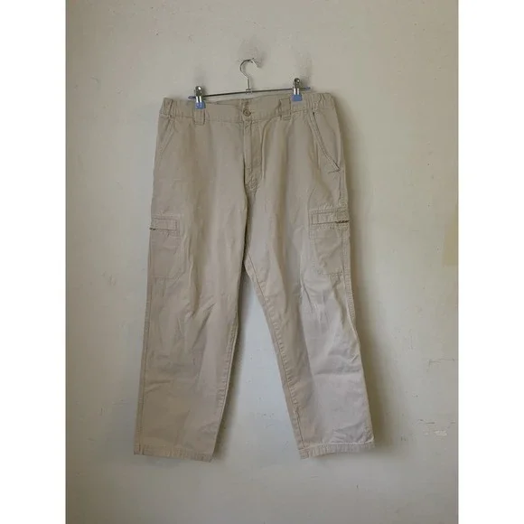 LL Bean Mens‎ Pants 36x30 Khaki Canvas Workwear Outdoor Beige Cargo Twill Spring