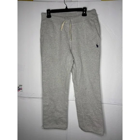 Polo Ralph Lauren Mens Small Heather Grey Fleece Sweatpants Pony Logo Joggers