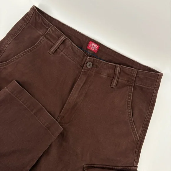 Levis XX‎ Chino Mens Size 32x32 Taper Cargo Stretch Brown Cotton Blend