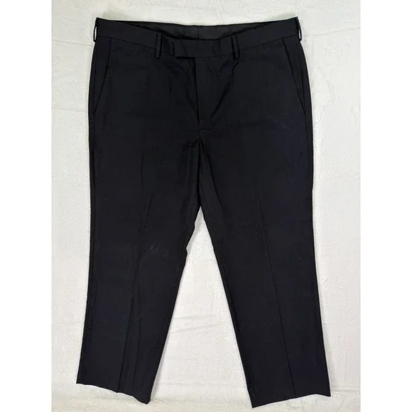 Kenneth Cole Reaction Dress‎ Pants Mens 40x30 Black Flat Front Straight