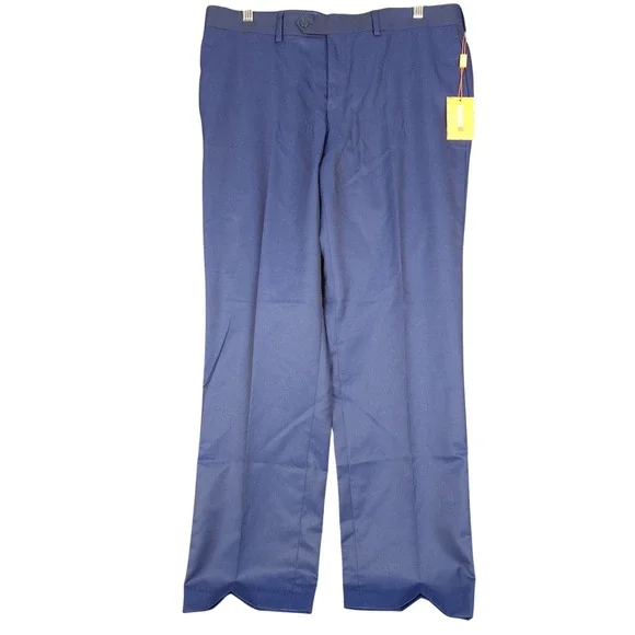 TALLIA Slim Fit Dress Pants Navy Blue Herringbone Mens Size 34W x 30L NEW‎