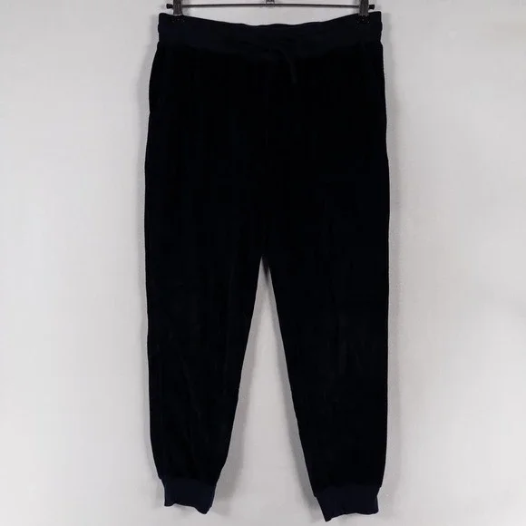 Lucky Brand Pants Mens Medium Navy Blue Velour Jogger Pockets Lounge Casual