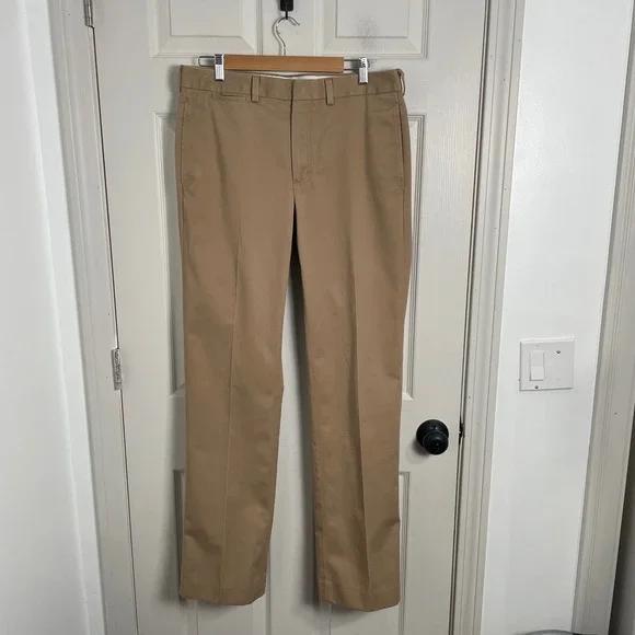 LL Bean Standard Fit Chinos Mens 33x34 Khaki Tan Cotton‎ Business Casual Office
