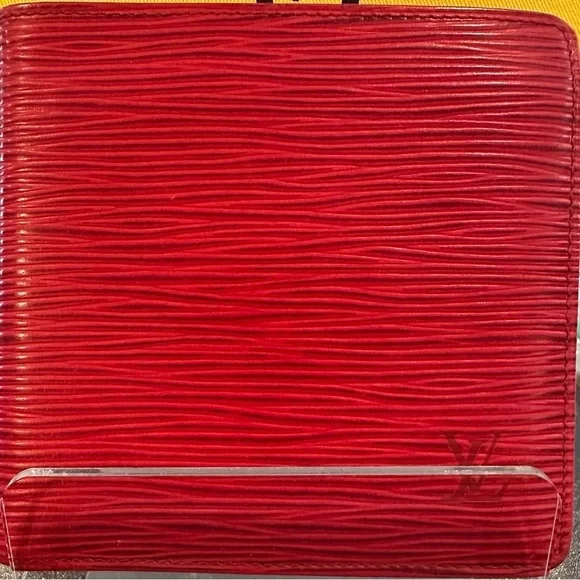 Louis Vuitton Red Epi Leather Bifold Compact Wallet No Callouts