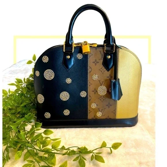 LV LOUIS VUITTON Reverse Monogram‎ Studded Night Lights Alma PM