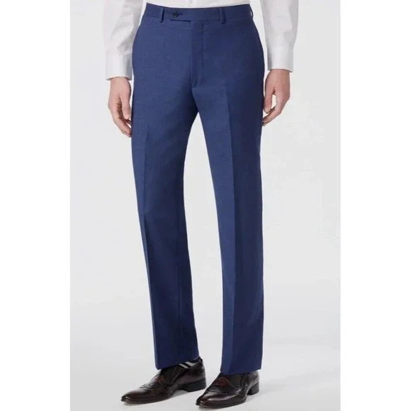 $190 Calvin Klein Mens X Slim Fit Blue Wool Suit Flat Front Dress Pants 40W 32L