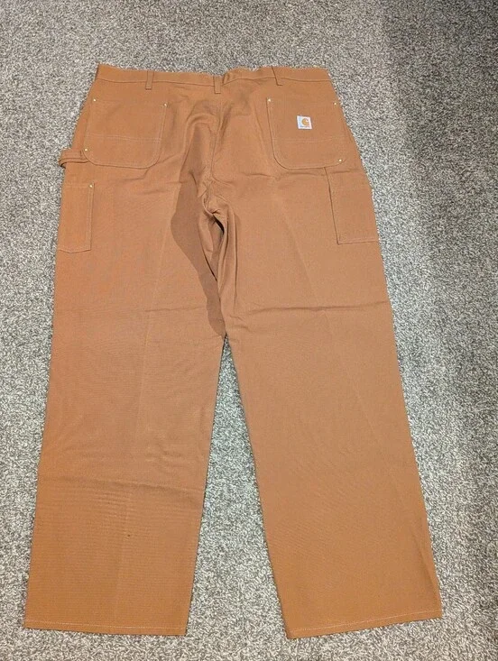 Carhartt Men's Brown Duck Cargo Carpenter Pants Double Leg USA Work Outdoors