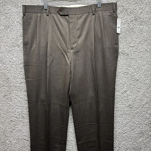 Brooks Brothers Madison Fit Brown 100% Wool Dress Pants Size 40x30 Pleated NWT