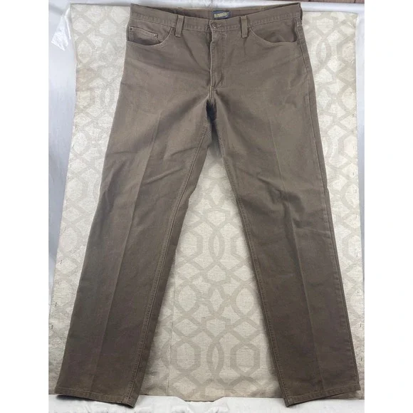 Diamond Gusset Jean Co Mens Brown Canvas‎ Work Pants Made in USA 42x36 DMECVS201