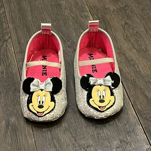 Disney Minnie Mouse maryjane Mary Jane Shoes Crib Baby Girls Infant 3-6 Months