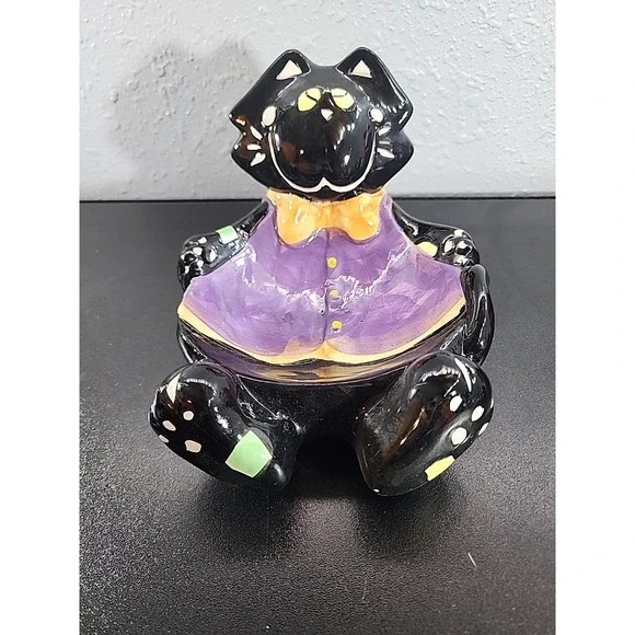 Black Cat Candy Dish Halloween Decor 5