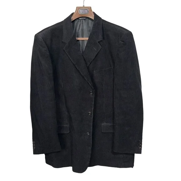 Bolzano Blazer‎ Mens 48L Pinstripe Corduroy Three Button Dress Jacket Classic