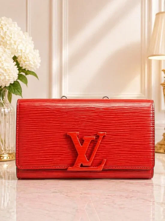 Authentic Louis Vuitton Epi Leather Sarah Wallet Red LV Long Wallet
