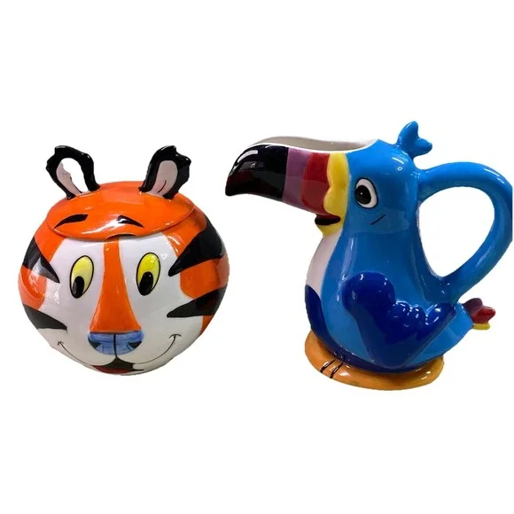 Kellogg's Breakfast Cereal‎ Tony the Tiger&Toucan Sam Creamer &Sugar Bowl Set