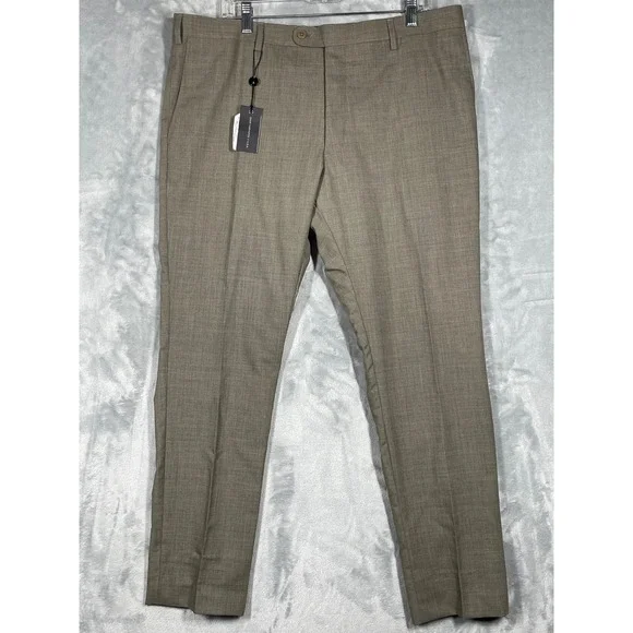 John Varvatos USA Mens 40x29 Bedford St-T Brown 100% Wool Dress Pants NWT $198