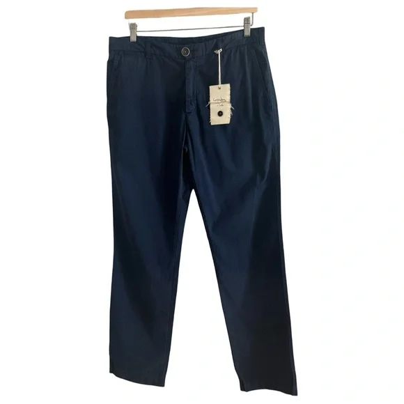 NWT Men’s Italian CROSBY HALLEN & COBB Cotton Pants Flat Front Long Inseam 34x35