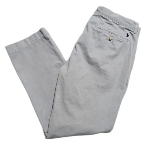 Polo Ralph Lauren Mens 35x32 Gray Classic Fit Chino Pants Cotton Twill