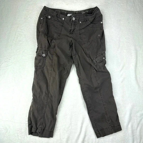 Style & Co‎ Cargo Pants Womens 10P Petite Brown Straight Leg Utility Cotton