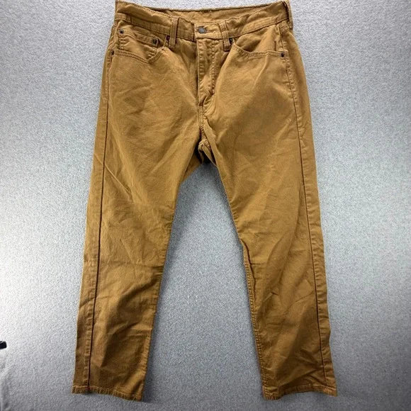 Levis 505 Regular Fit Straight Leg Pants Mens 32x30 Brown Cotton Workwear Casual