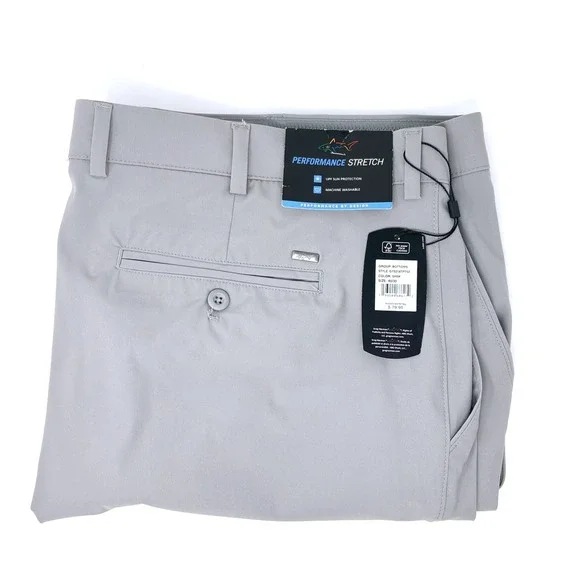 Greg Norman Performance Stretch Mens 40x30 Golf Pants NWT Lt Gray UPF Protection