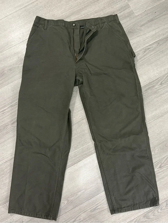 Carhartt Carpenter Khaki Green Straight-Leg Work Pants 42x32