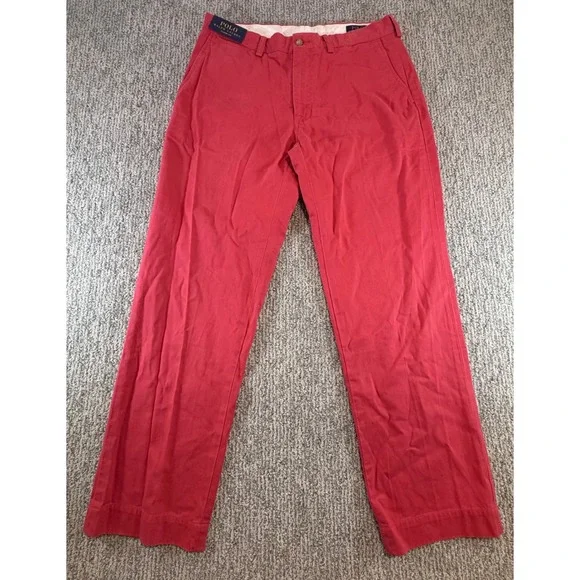 NEW Polo Ralph Lauren Chinos Men 34x30 Red Classic Fit Cotton Twill‎ Pants