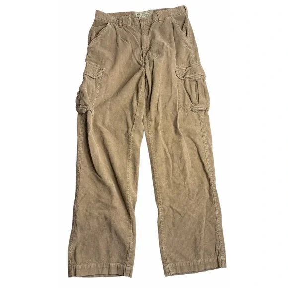 American Eagle Corduroy Cargo Pants Mens 34x31 Tan Utility Workwear