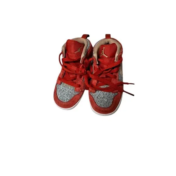Air‎ Jordan Red & Gray High Top Baby Sneakers Athletic Basketball Shoes 7C